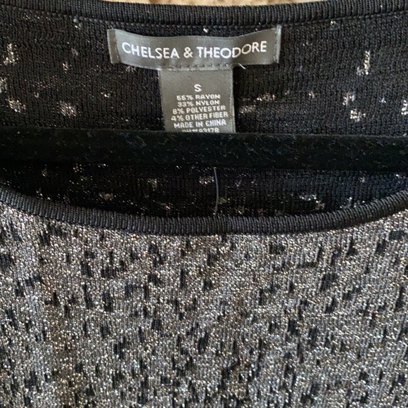 Chelsea & Theodore long women’s black and silver sparkly sweater size small - Picture 2 of 5